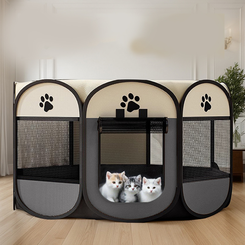 foldable pet maternity house for pregnant cats with zipper door and octagonal design