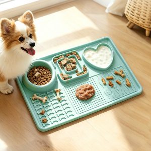 multi functional dog slow feeder mat, anti-choke pet feeding pad, silicone cat lick mat, non slip pet food mat, pet slow eating silicone mat