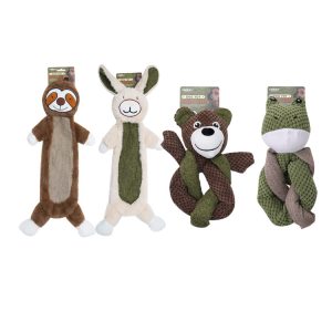 wholesale plush dog chew toys with squeaky sound and animal design for large dogs