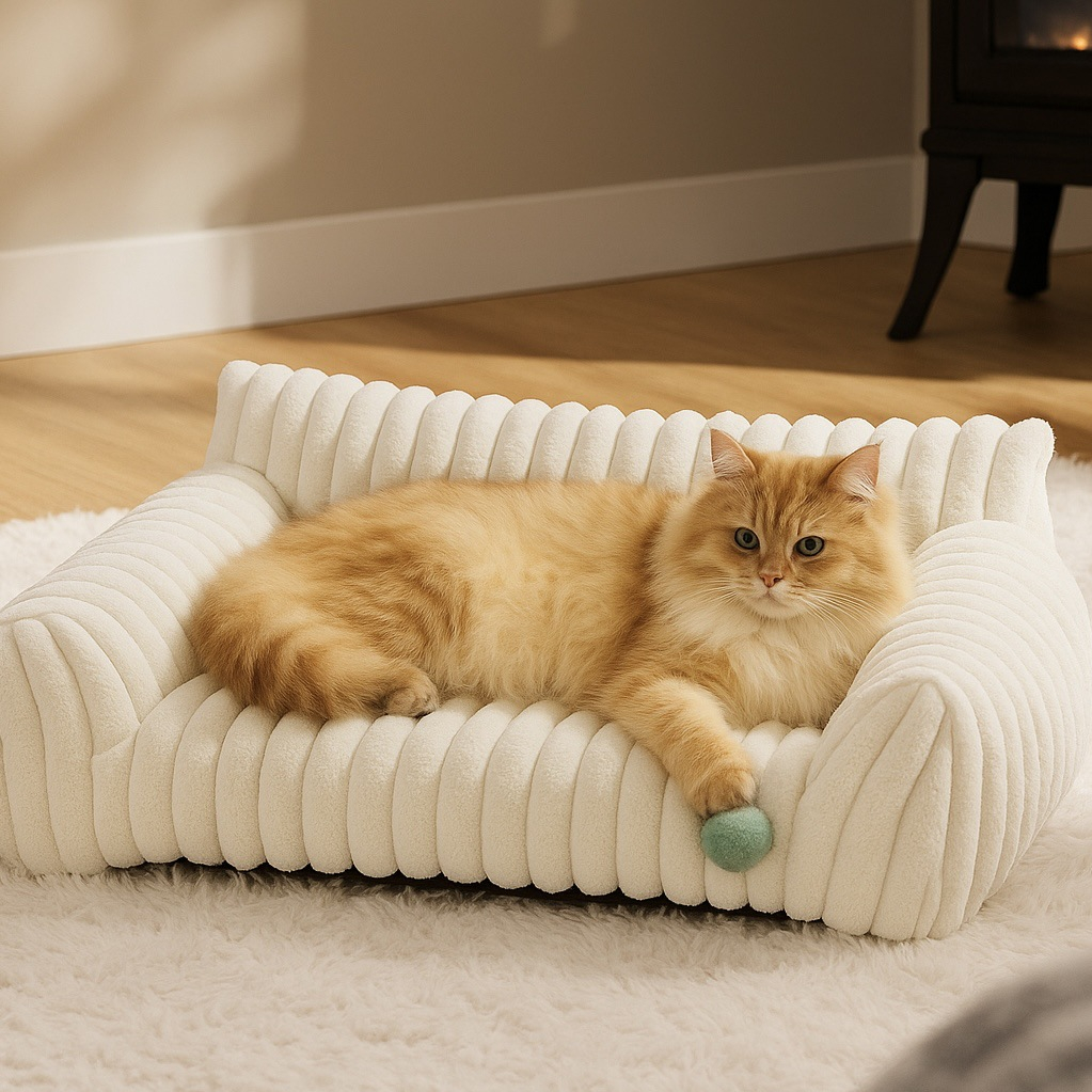 plush wholesale pet sofa bed for cats and dogs soft rabbit fur couch washable design