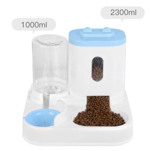 Automatic pet feeder and water dispenser bowl for dogs and cats with 2300ml food container and 1000ml water capacity