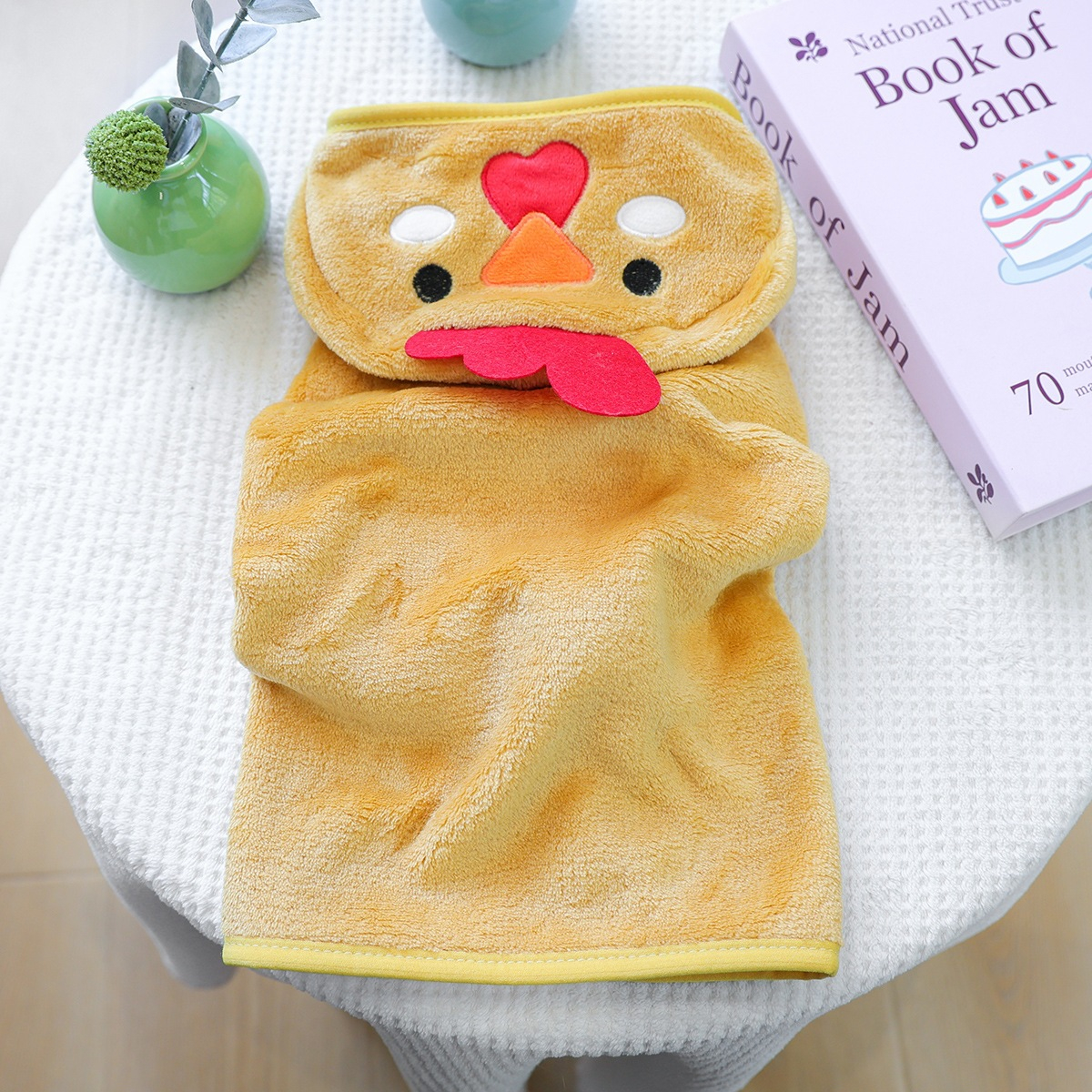 Cute Cartoon Pet Bath Robe, Hooded Dog Cat Towel, Frog Chicken Design, for Small Medium Dog Cat - Image 4