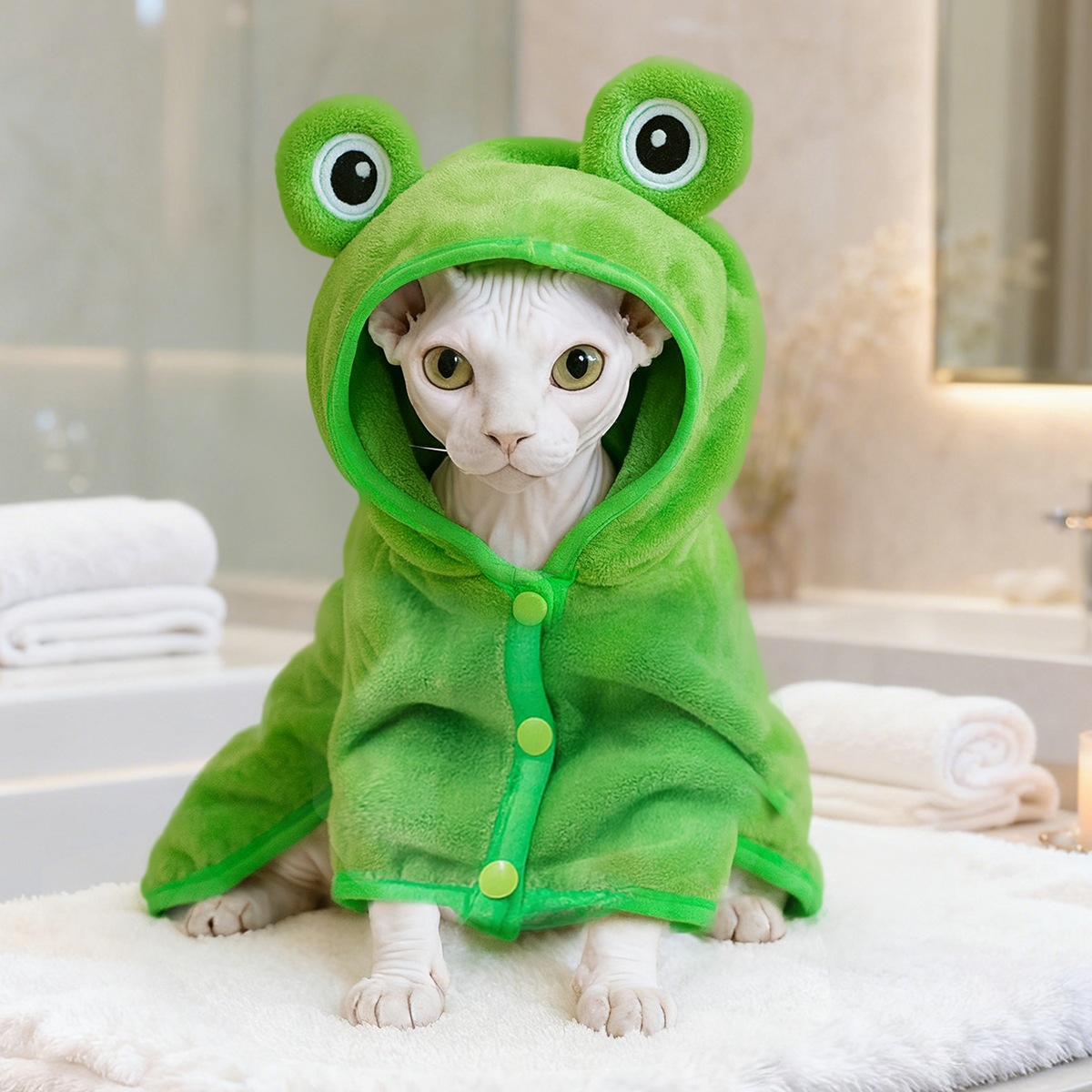 Pet bath robe frog design