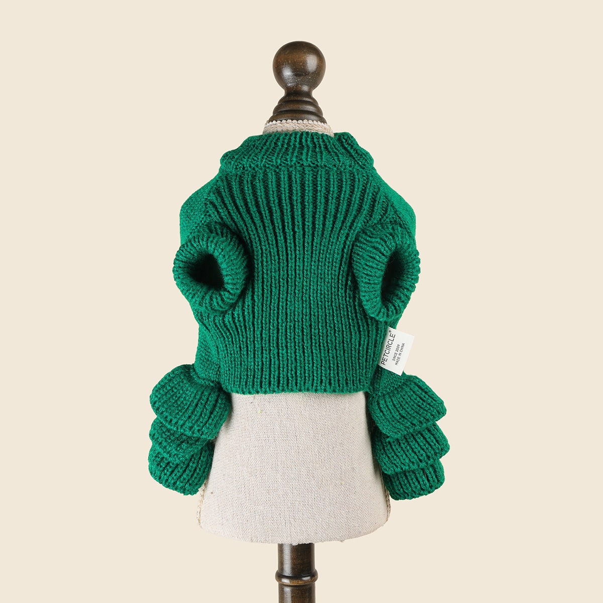 Christmas Tree Dog Sweater, Winter Pom‑pom Warm Knit Clothes for Small Puppy Pet - Image 2