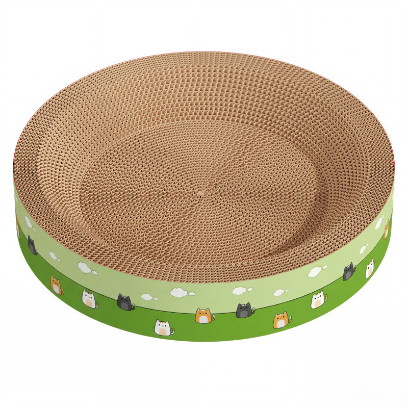 round cardboard cat scratcher bed, corrugated cat scratch pad, cat scratcher bed