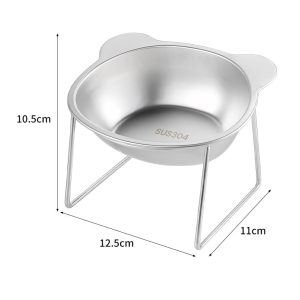 Stainless Steel Pet Bowl with Raised 15° tilted Neck-Guard Stand