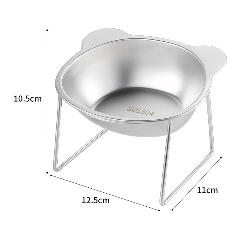 Stainless Steel Pet Bowl with Raised 15° tilted Neck-Guard Stand