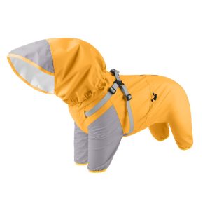 Dog Raincoat Waterproof With Hood Yellow